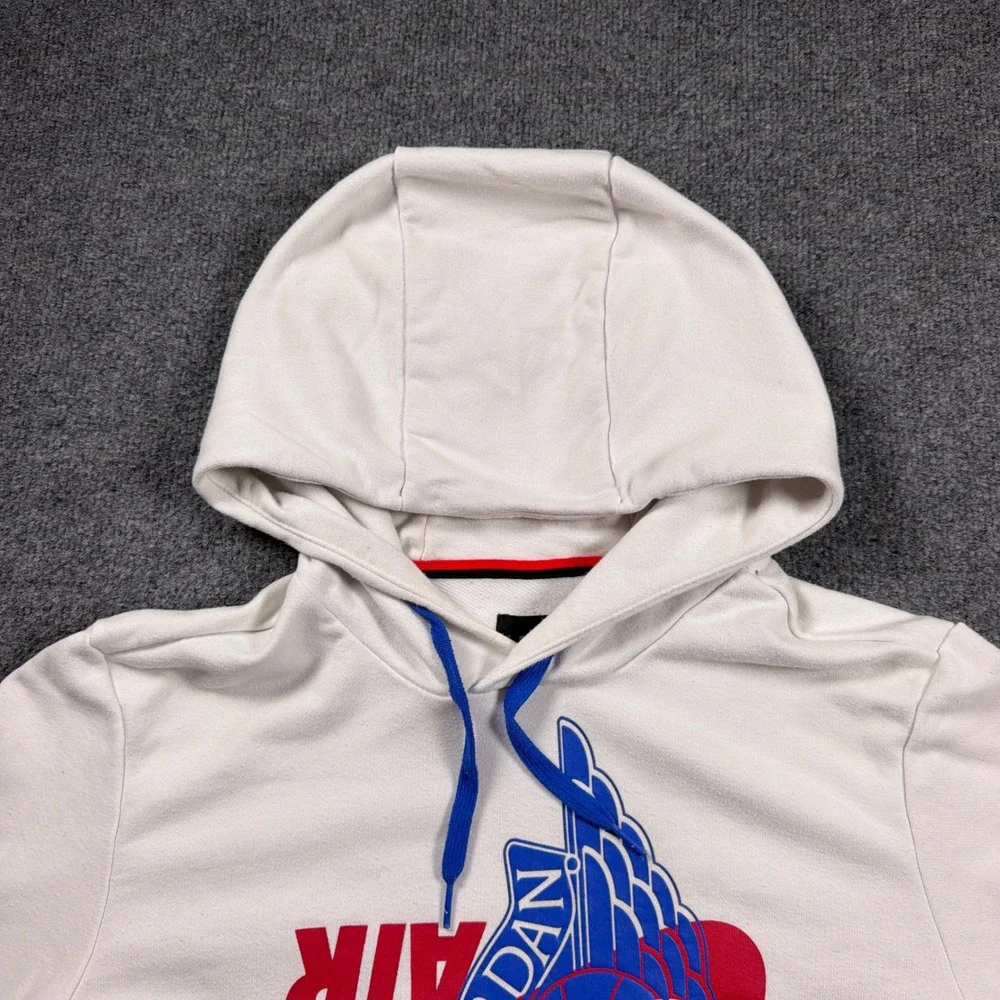 Nike Jordan Hoodie Men Medium White Graphic Pullover Air Wings Swoosh Jumpman